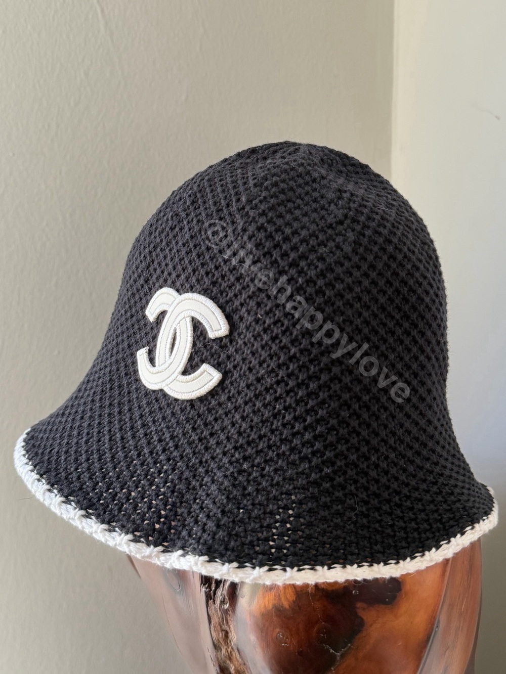 CC Black & White Crochet Knit Luxury Bucket Hat
